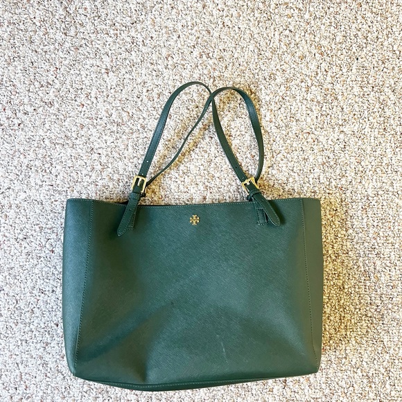 Tory Burch Handbags - Tory Burch Med York Buckle Saffiano Leather Jitney Green/Tory Navy